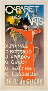 「Cabaret Des Arts」のポスター、1900年頃